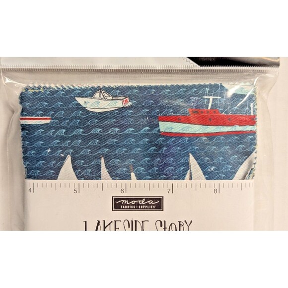 Moda Lakeside Story 42 5-in Charm Precut Fabric Quilt Squares Fishing Boat Theme - Picture 3 of 9